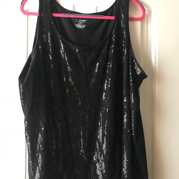 壟 Lane Bryant Holiday Black Sequin Sleeveless Top - Picture 2 of 4